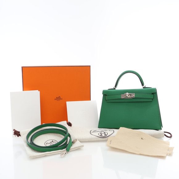 Hermes Mini Kelly Verso Cactus / Blue Atoll Epsom - Picture 15 of 15